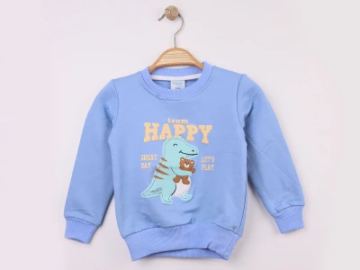 Toptan WENGE KİDS Dino Baskılı 2 İp Erkek Sweat  - Toptan Çocuk Giyim Beniz Kids