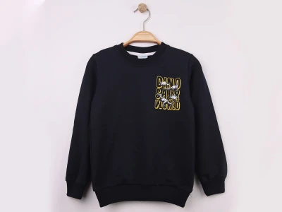 Toptan WENGE KİDS Dino Baskılı 2 İp Erkek Sweat  LACİVERT - Beniz Bebe