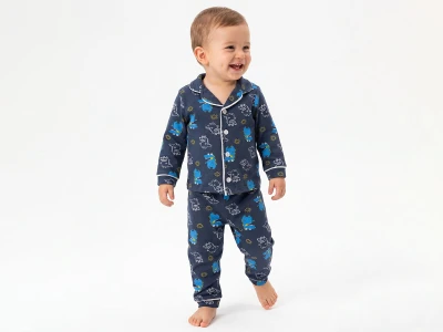 Toptan DOLAŞ Dino Baskılı Erkek Bebe Pijama Takım - Toptan Çocuk Giyim Beniz Kids