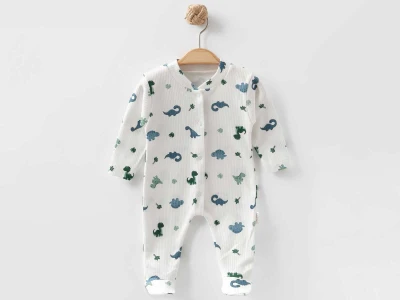 Dino Baskılı Erkek Bebe Tulum