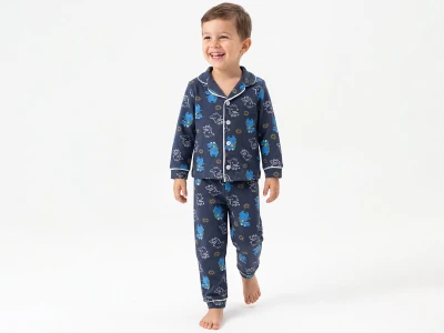 Toptan DOLAŞ Dino Baskılı Erkek Pijama Takım - Toptan Çocuk Giyim Beniz Kids