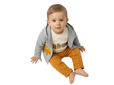 Dino Baskılı Üçlü Erkek Bebe Takım