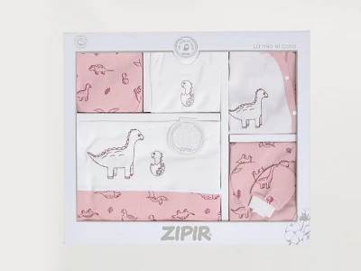Toptan ZIPIR Dino Desenli Erkek Bebe Hastane Çıkışı 10lü Set Rose - Beniz Bebe