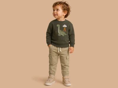 Toptan LUCY Dino Nakışlı 3 İp Şardonlu Erkek Takım  Green - Beniz Bebe