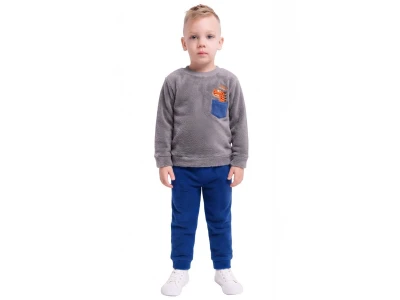 Toptan LİZARD Dino Nakışlı Well Soft Peluş Erkek Takım  GRİ - Beniz Bebe