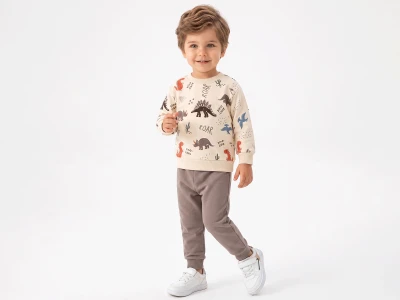 Dinozor Baskılı Erkek Bebe Takım 