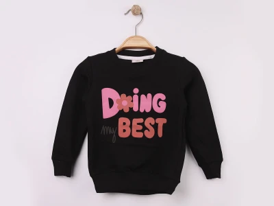 Toptan WENGE KİDS Doing Baskılı Kız Sweat  - Toptan Çocuk Giyim Beniz Kids