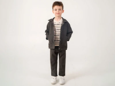 Toptan LESSOTTO Düğmeli Cepli Erkek Üçlü Takım  - Toptan Çocuk Giyim Beniz Kids