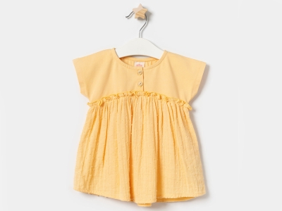 Düğmeli Müslin Bebe Elbise