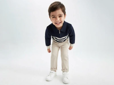 Toptan WEENY KİDS Düz Çizgili Erkek Çocuk Takım - Toptan Çocuk Giyim Beniz Kids