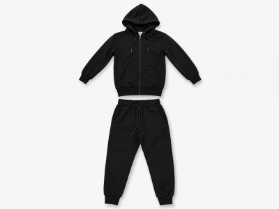 Toptan KOSKA Düz Kapşonlu Fermuarlı Şardonlu 3 İp Unisex Okul Takım - Toptan Çocuk Giyim Beniz Kids
