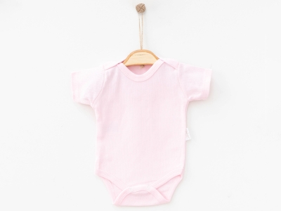 Düz Raporlu Kısa Kollu Unisex Çıtçıtlı Badi