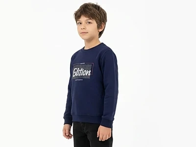 Toptan TANEM KİDS Edition Baskılı Erkek Çocuk Sweat LACİVERT - Beniz Bebe