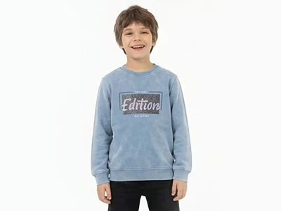 Toptan TANEM KİDS Edition Baskılı Erkek Çocuk Sweat MAVİ - Beniz Bebe