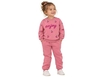 Toptan BICIR KİDS Enjoy Detay Şardonlu 3 İp Kız Çocuk Takım Rose - Beniz Bebe