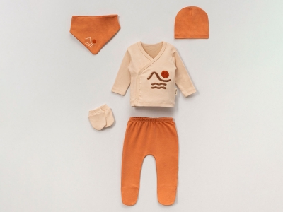 Erkek Bebe 5li Hastane Çıkışı Zıbın Set