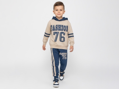 Fashion Baskılı Kapşonlu Erkek Takım