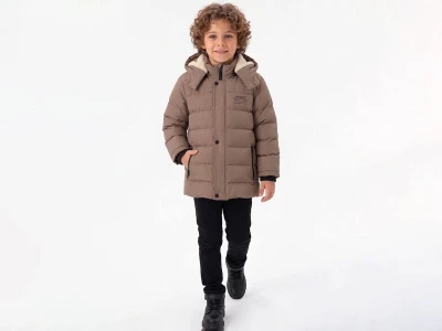 Toptan KEREM TEKSTİL (BOSS) Fermuar Cepli Kapşonlu Erkek Mont  - Toptan Çocuk Giyim Beniz Kids
