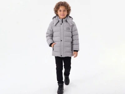 Toptan KEREM TEKSTİL (BOSS) Fermuar Cepli Kapşonlu Erkek Mont  Grey - Beniz Bebe