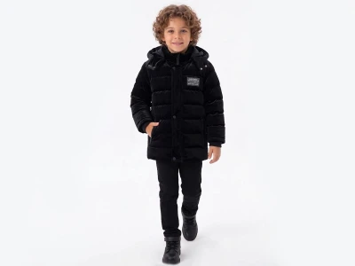 Toptan KEREM TEKSTİL (BOSS) Fermuar Cepli Kapşonlu Erkek Mont  Black - Beniz Bebe