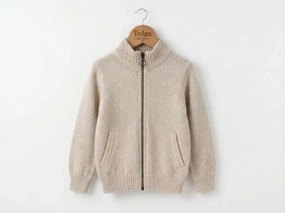 Toptan TOLGA KİDS Fermuarlı Erkek Çocuk Hırka Beige - Beniz Bebe