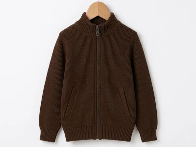 Toptan TOLGA KİDS Fermuarlı Erkek Çocuk Hırka Brown - Beniz Bebe
