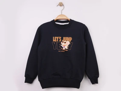 Toptan WENGE KİDS Fil Baskılı 2 İp Erkek Sweat  LACİVERT - Beniz Bebe