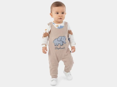 Fil Baskılı Erkek Bebe Salopet 