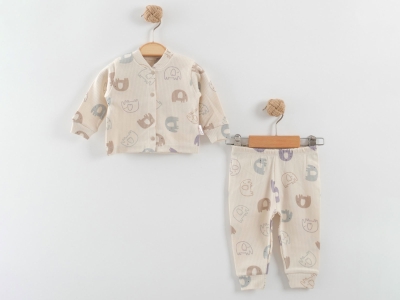 Fil Desenli Raporlu Erkek Bebe Pijama Takım