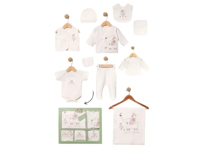 Toptan BABY ZUHU Fil Detay 10'lu Hastane Çıkışı Kız Bebek Zıbın Set - Toptan Çocuk Giyim Beniz Kids
