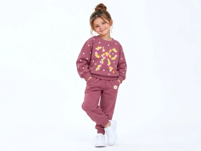 Toptan BICIR KİDS Fiyonk Detay Şardonlu 3 İp Kız Çocuk Takım - Toptan Çocuk Giyim Beniz Kids