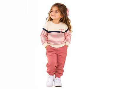 Toptan BICIR KİDS Fiyonk Baskılı Kız Takım GÜLKURUSU - Beniz Bebe