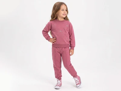 Fiyonk Baskılı Taşlı Kız Bebe Takım 
