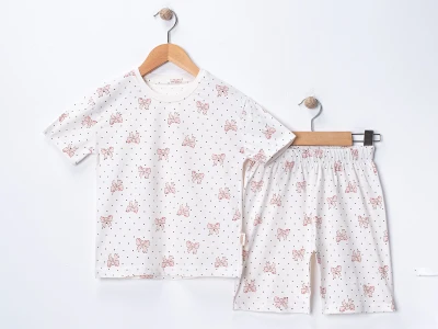 Fiyonk Desenli Kız Pijama Takım