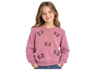 Toptan İ-CAN Fiyonk Detay Kız Çocuk Sweat - Toptan Çocuk Giyim Beniz Kids
