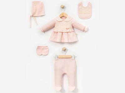 Toptan CAYZEN Fiyonk Detaylı 5li Kız Yenidoğan Zıbın Set - Toptan Çocuk Giyim Beniz Kids