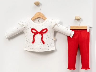 Fiyonk Detaylı Kız Bebe Takım
