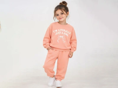 Toptan BICIR KİDS Fiyonk Girl Baskılı Kız Takım  - Toptan Çocuk Giyim Beniz Kids