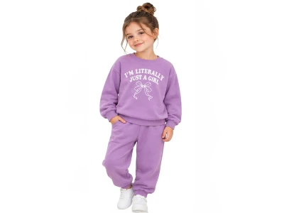 Toptan BICIR KİDS Fiyonk Girl Baskılı Kız Takım  Lilac - Beniz Bebe