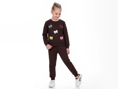 Toptan CMK Fiyonk Nakışlı 3 İp Şardonlu Kız Takım  - Toptan Çocuk Giyim Beniz Kids