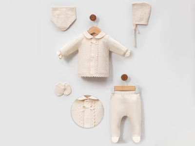 Toptan CAYZEN Fiyonk Nakışlı Kız Bebe 5li Set - Toptan Çocuk Giyim Beniz Kids