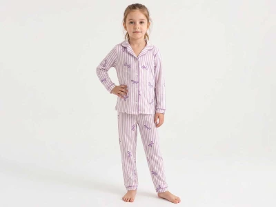 Fiyonklu Kız Pijama Takım 