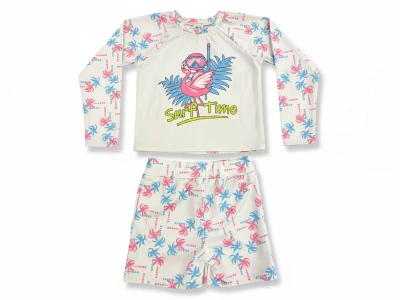 Flamingo Baskılı Kız Mayo Takım