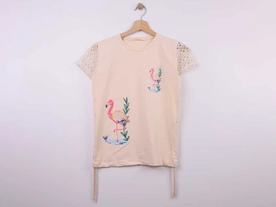 Flamingo Baskılı Kız Tişört 