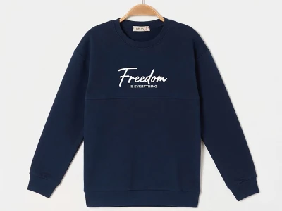 Toptan RUHAT KİDS Freedom Baskılı 3 İp Şardonlu Erkek Sweat  - Toptan Çocuk Giyim Beniz Kids