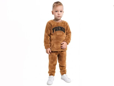 Toptan LİZARD Frend Nakışlı Well Soft Peluş Erkek Takım  - Toptan Çocuk Giyim Beniz Kids