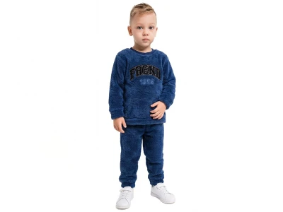 Toptan LİZARD Frend Nakışlı Well Soft Peluş Erkek Takım  темно-синий - Beniz Bebe