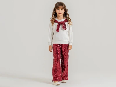 Toptan ALPİDS Fularlı Pullu Oysho Kız Takım - Toptan Çocuk Giyim Beniz Kids