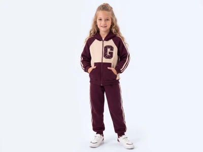 Toptan FEELY KİDS G Nakışlı Şardonlu 3 İp Kız Takım - Toptan Çocuk Giyim Beniz Kids