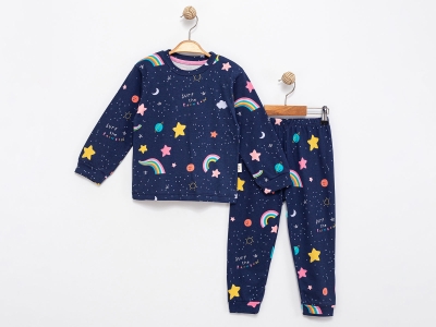 Galaksi Desenli Kız Pijama Takım